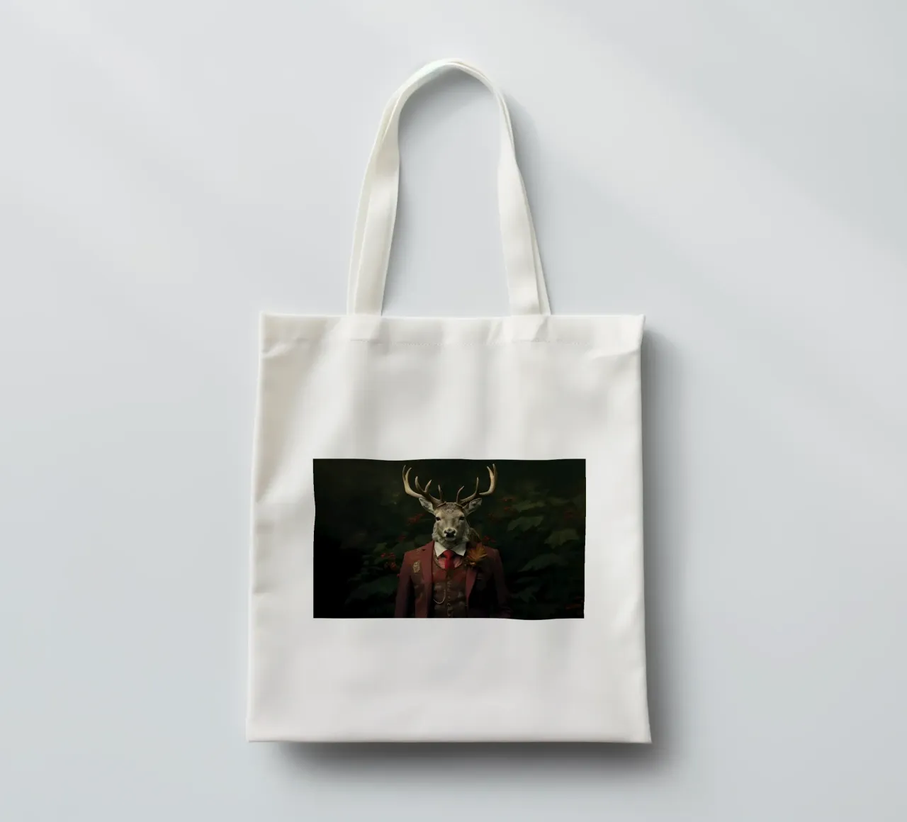 Cervo con testa di cervo gentiluomo in una foresta oscura borsa in juta da Lisa Artifexia