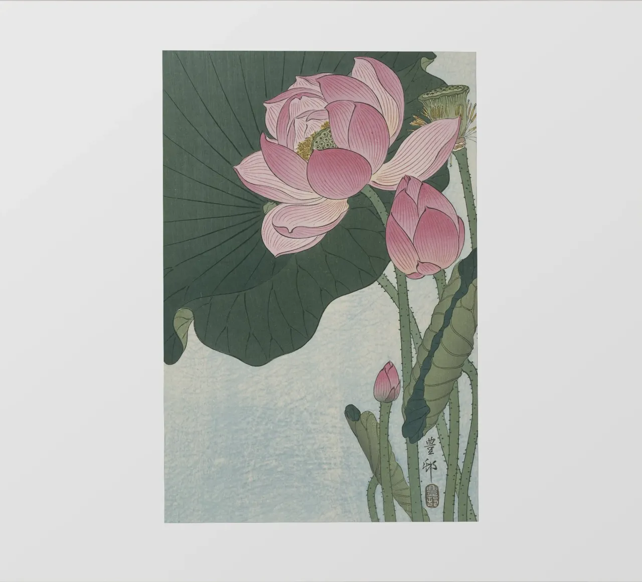 Fiori di loto in fiore - Ohara Koson telo in pvc da William Store