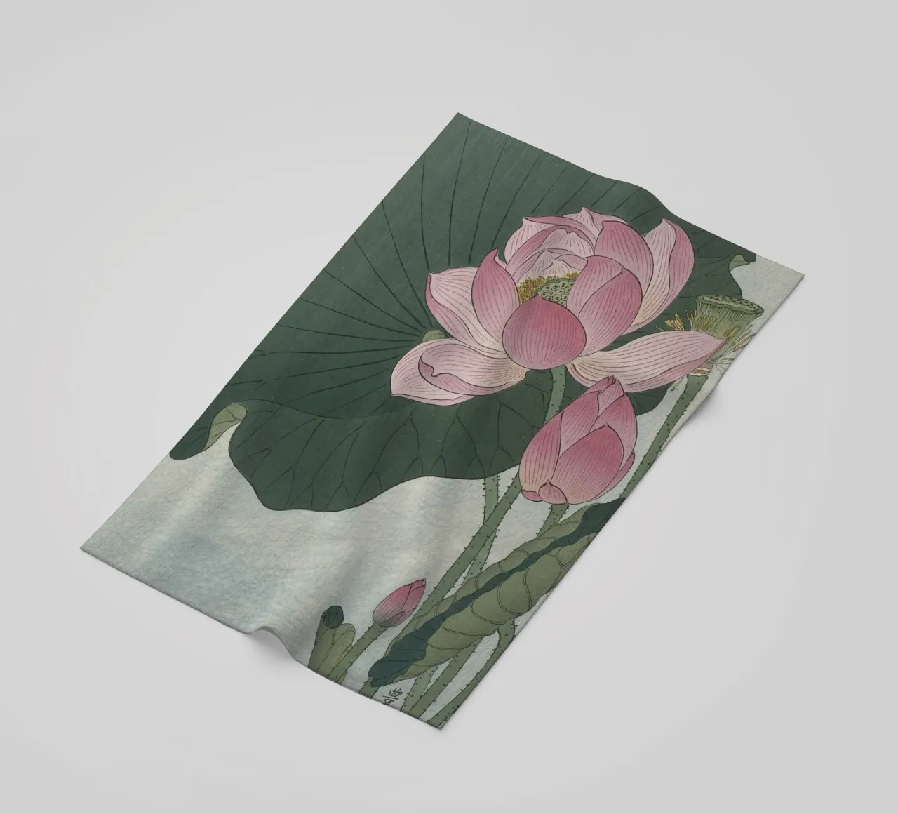 Fiori di loto in fiore - Ohara Koson telo mare da William Store