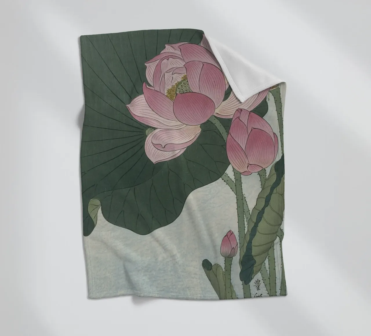 Fiori di loto in fiore - Ohara Koson coperta in pile da William Store