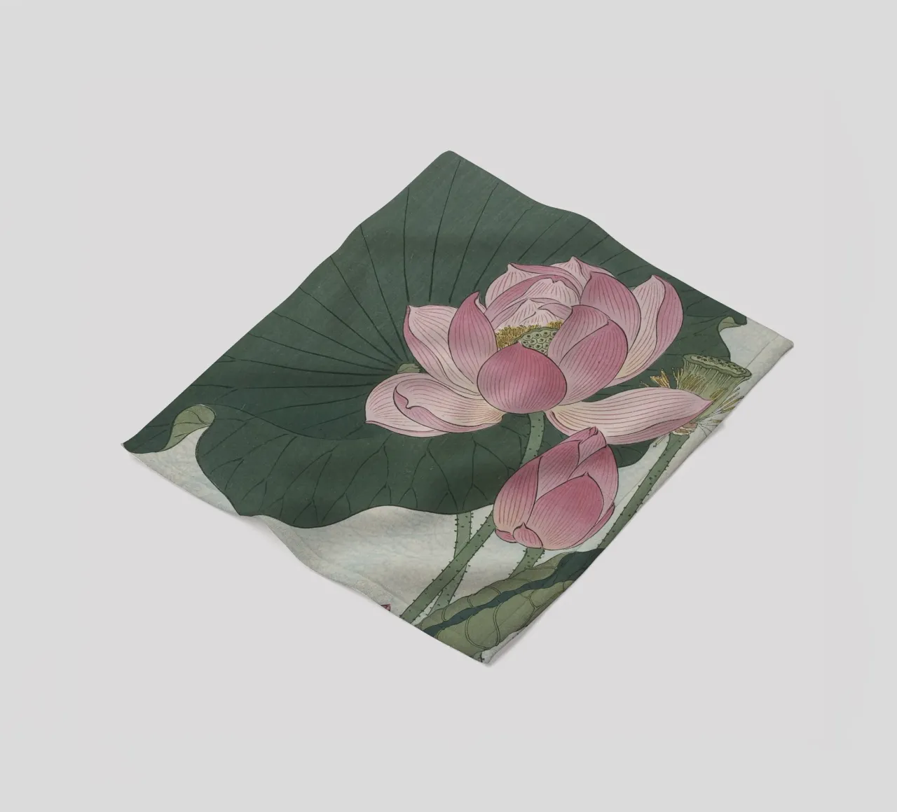Fiori di loto in fiore - Ohara Koson coperta in pile da William Store