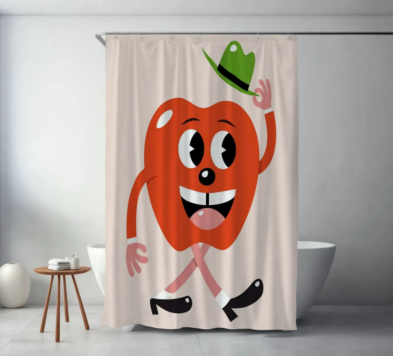 Apple Boi shower curtain by The Poster Kid