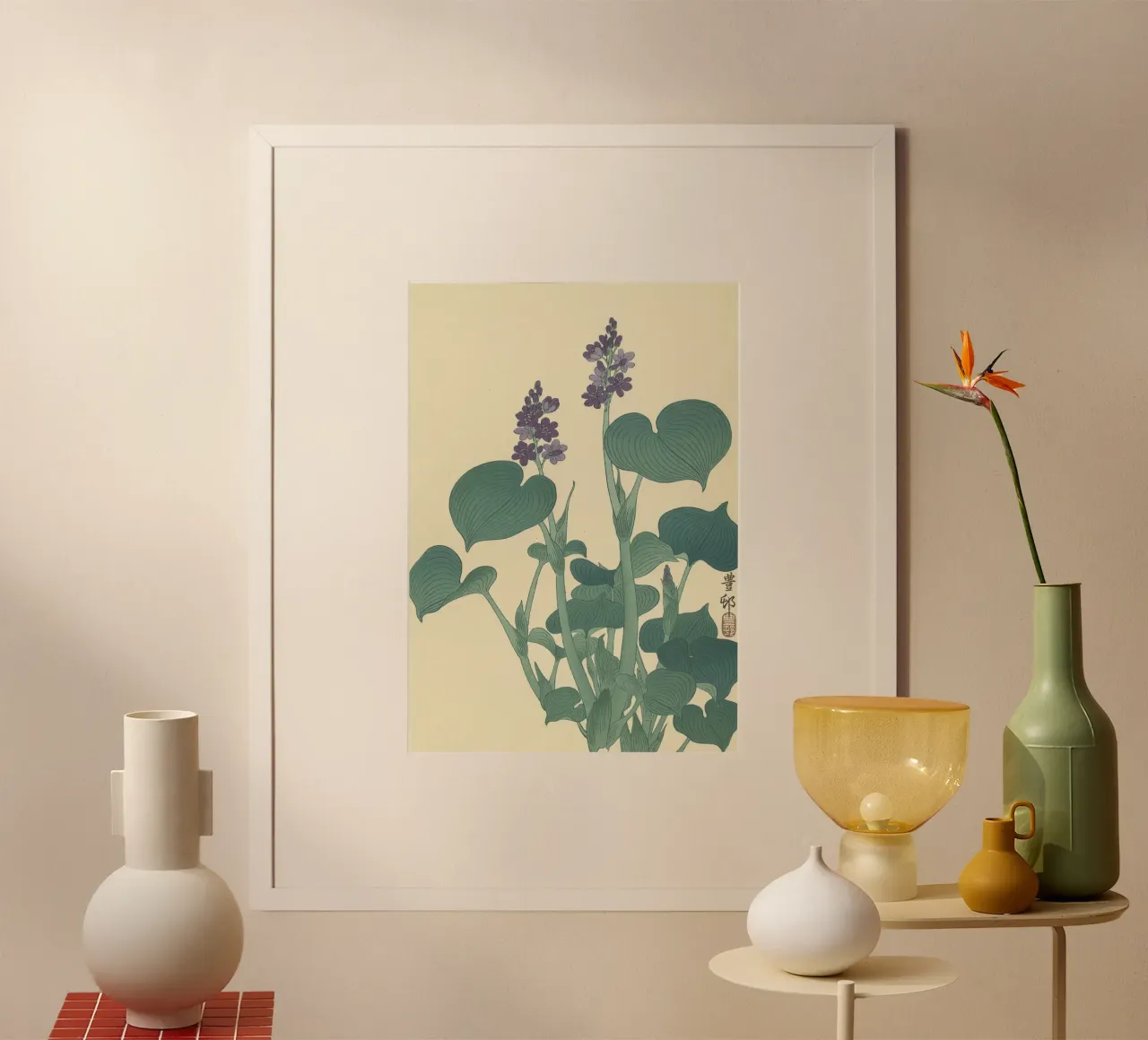 Hosta Bloeiende - Ohara Koson poster con telaio in legno da William Store