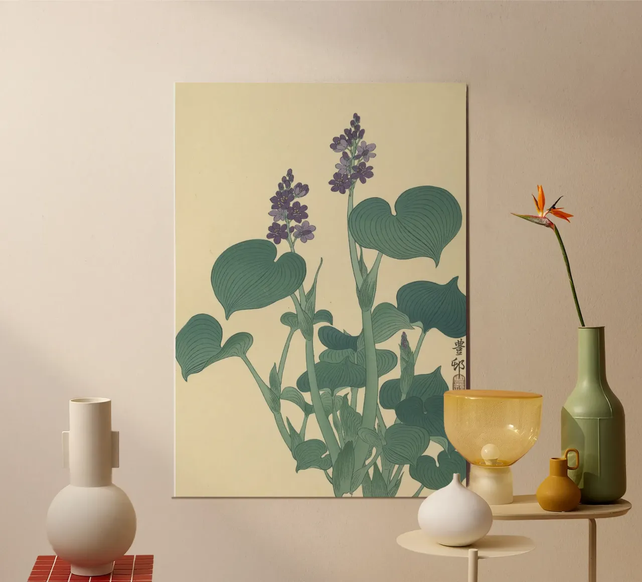Hosta Bloeiende - Ohara Koson poster con telaio in legno da William Store