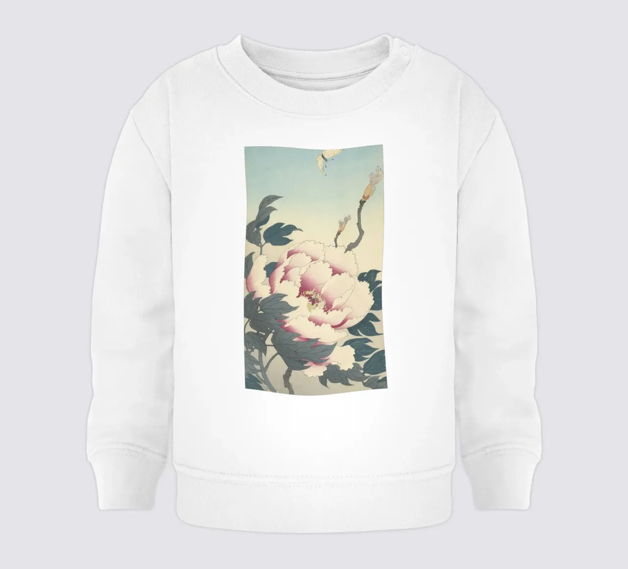 Peonia con farfalla - Ohara Koson felpa neonato da William Store