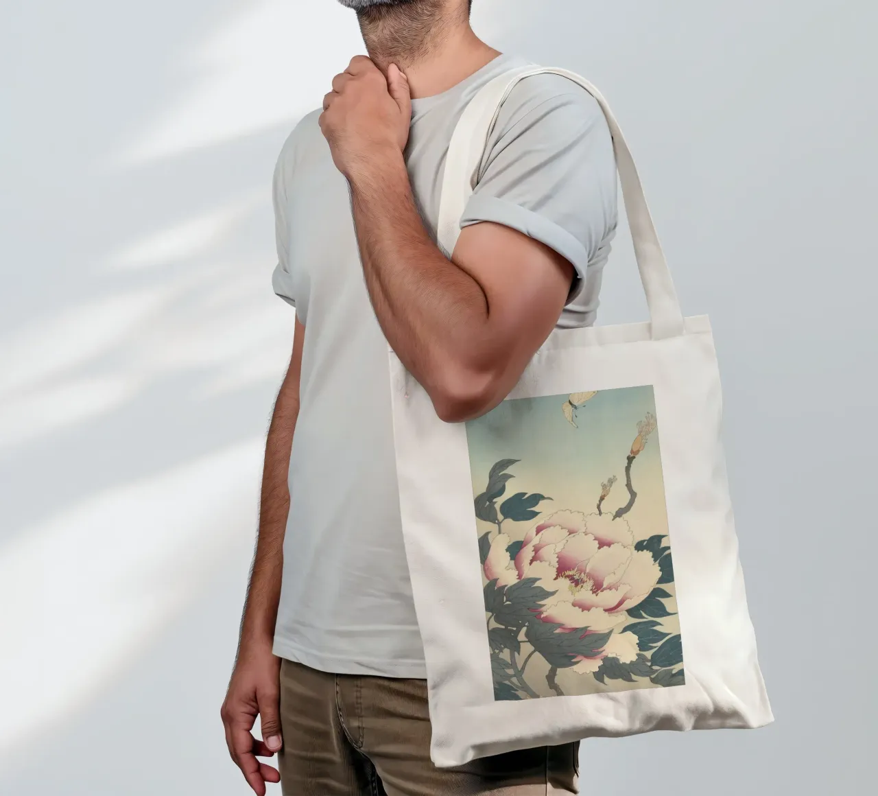 Peony with Butterfly- Ohara Koson tote bag by William Store