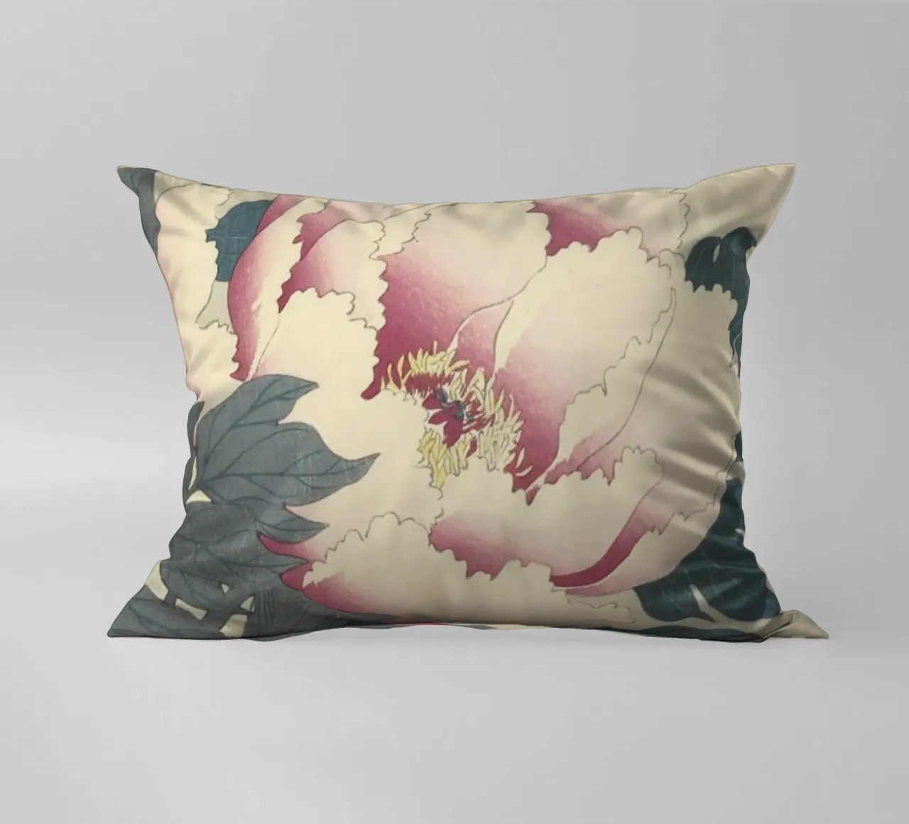 Pfingstrose mit Schmetterling - Ohara Koson Kissen von William Store