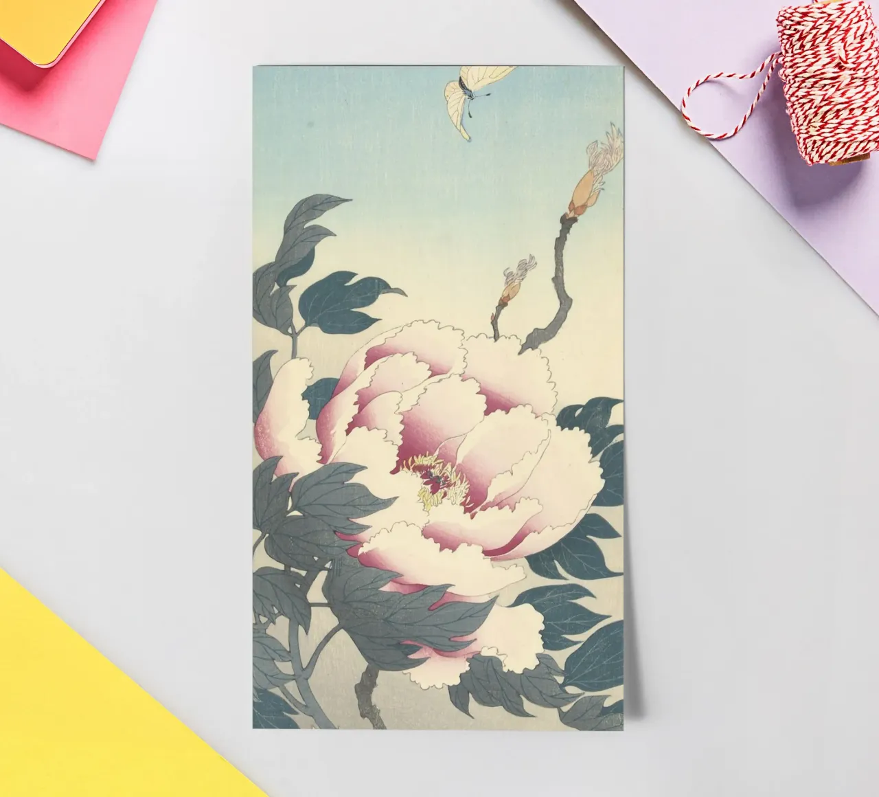 Peony with Butterfly- Ohara Koson sticker sheet by William Store