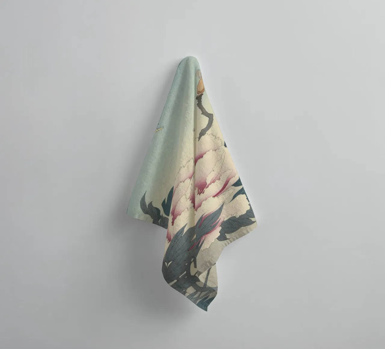 Peony with Butterfly- Ohara Koson towel by William Store