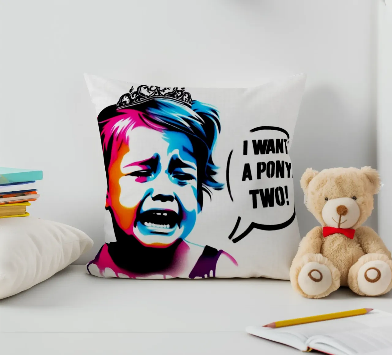 I want a pony – Stencil, Graffiti & Streetart cojín de STAN Z.