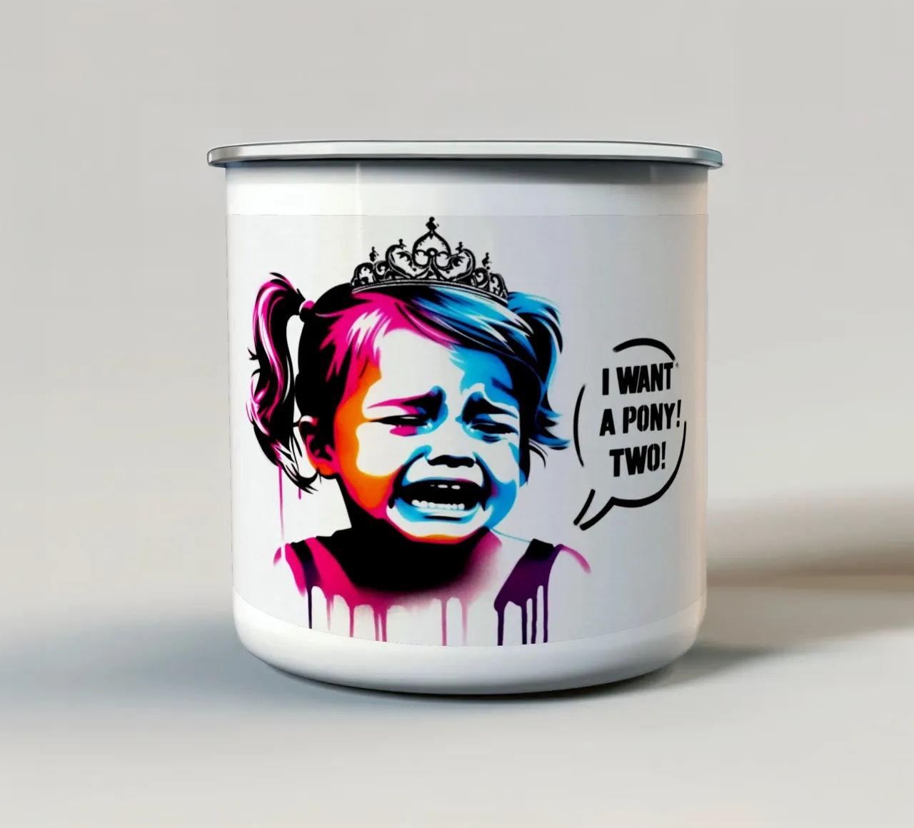 I want a pony – Stencil, Graffiti & Streetart tazza in smalto da STAN Z.