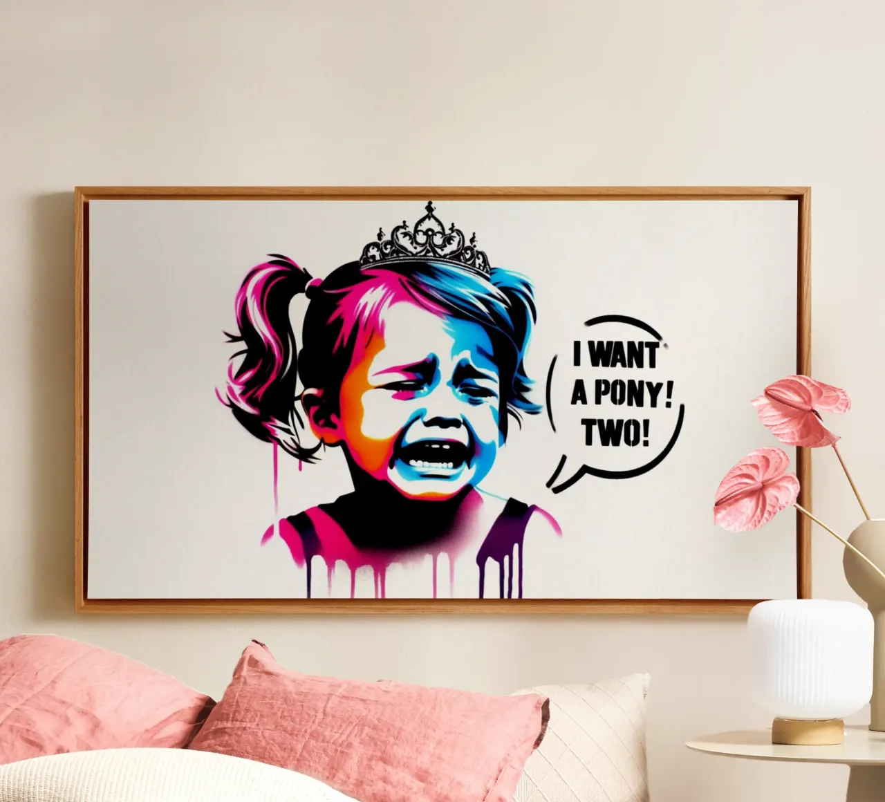 I want a pony – Stencil, Graffiti & Streetart tela con Cornice a cassetta da STAN Z.