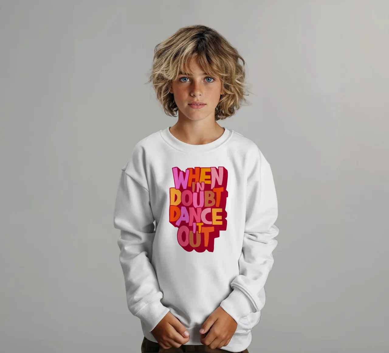 Colorful Retro Dance Typography Print felpa bambino da showmemars