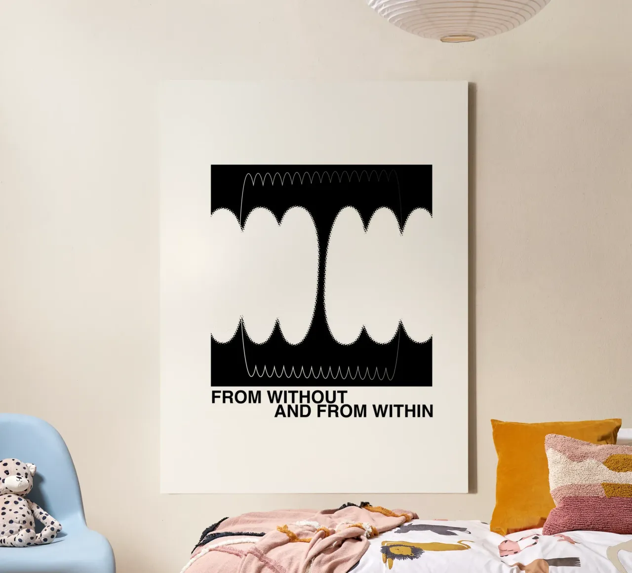 De l'extérieur et de l'intérieur, graphisme, citation rétro toile de Peaches Art Prints