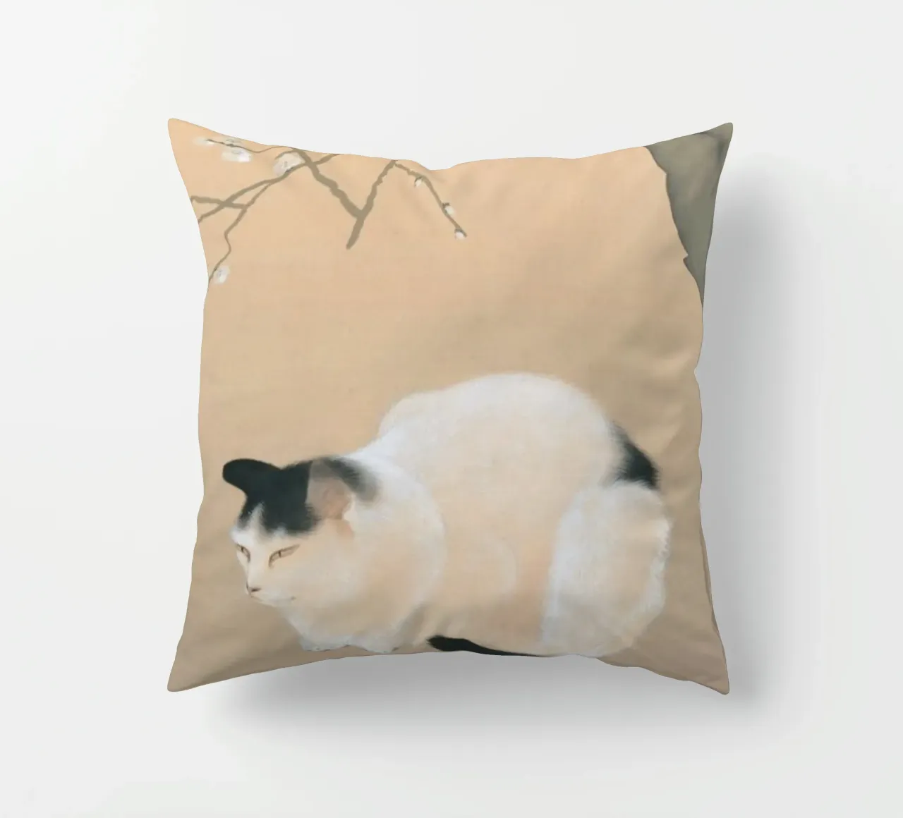 Gatto e fiori di prugno - Hishida shunso cuscino da William Store