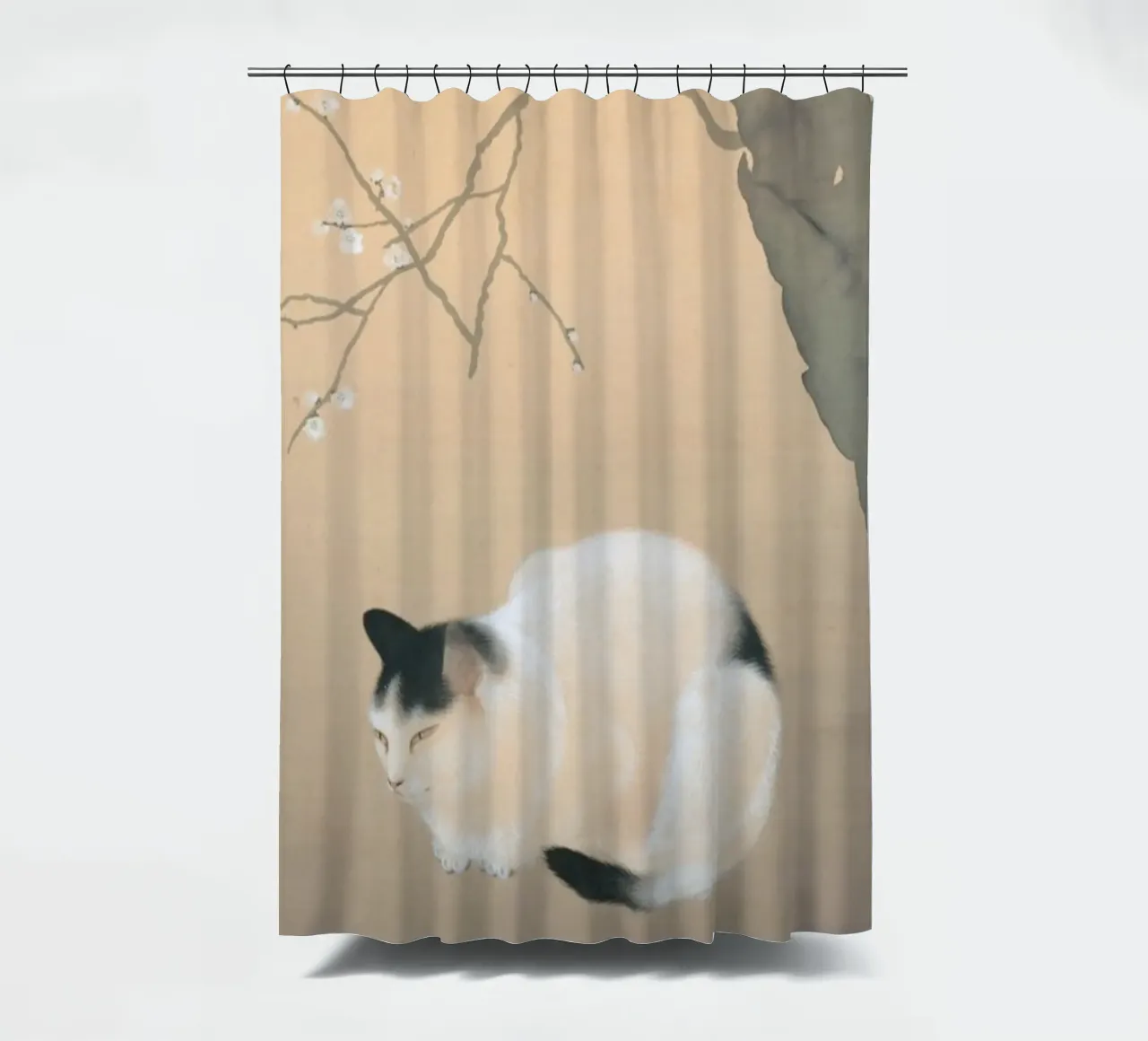 Cat and Plum Blossoms - Hishida shunso shower curtain by William Store
