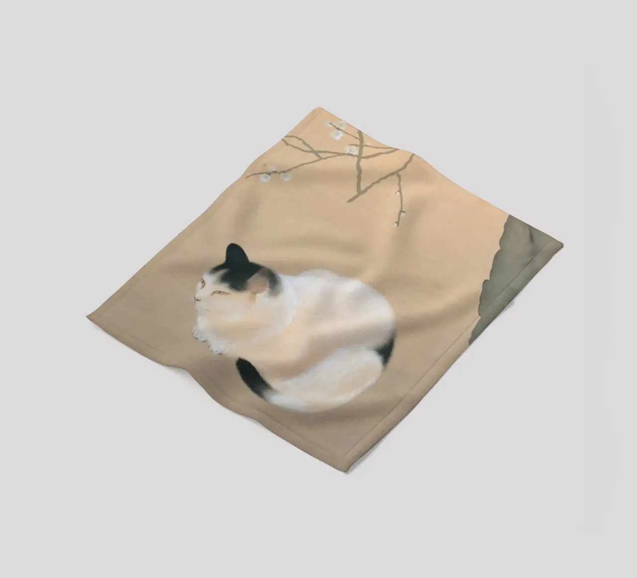 Gatto e fiori di prugno - Hishida shunso coperta in pile da William Store