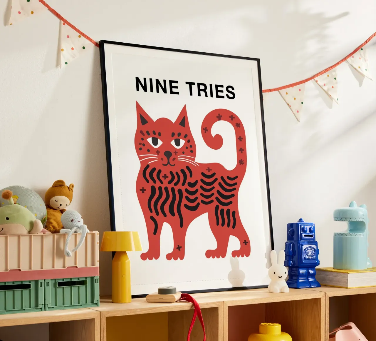 Arte felino, nueve intentos, nueve vidas poster de Peaches Art Prints