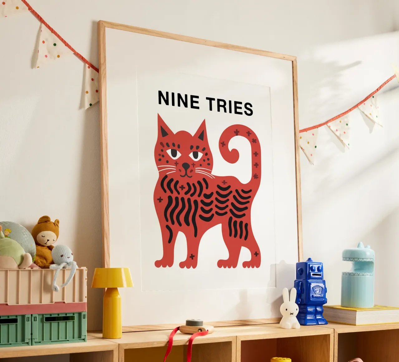 Arte felino, nueve intentos, nueve vidas poster de Peaches Art Prints