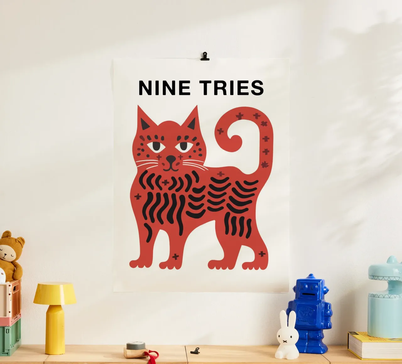 Arte felino, nueve intentos, nueve vidas poster de Peaches Art Prints
