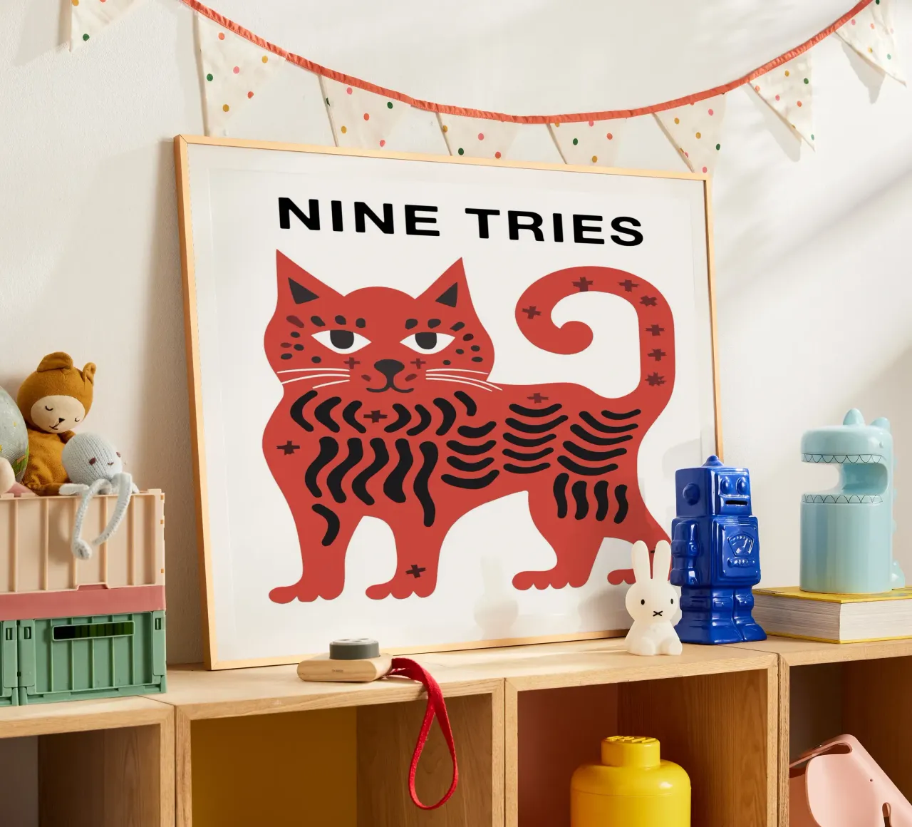 Arte felino, nueve intentos, nueve vidas poster de Peaches Art Prints