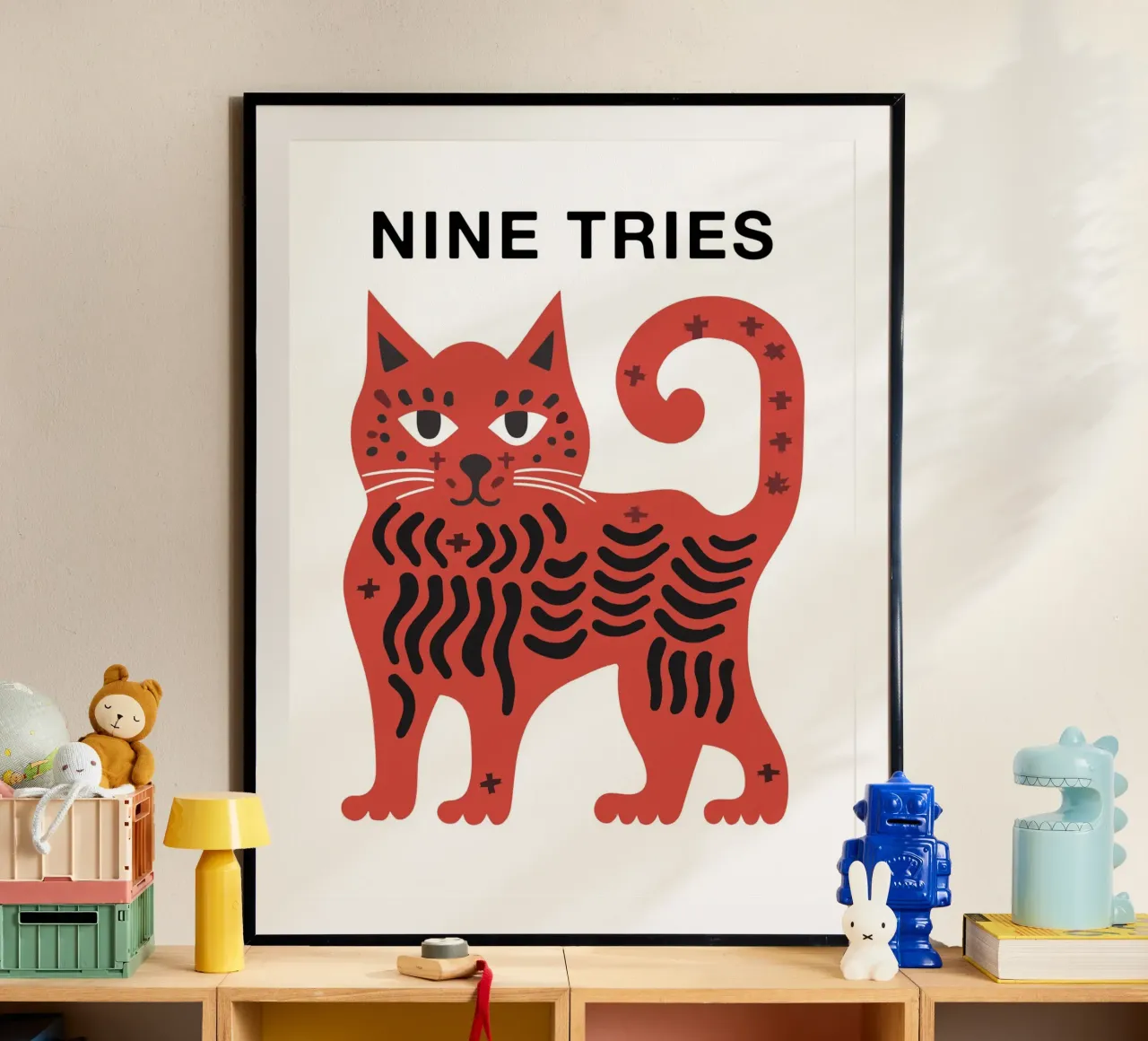 Arte felino, nueve intentos, nueve vidas poster de Peaches Art Prints