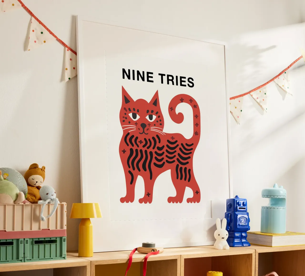 Arte felino, nueve intentos, nueve vidas poster de Peaches Art Prints