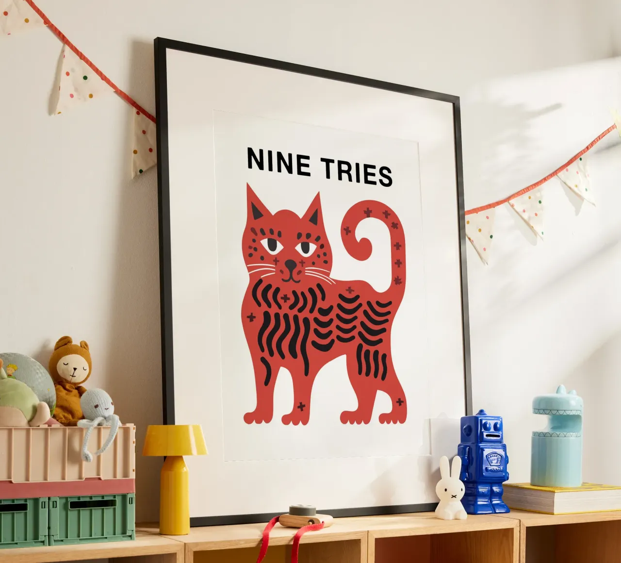 Arte felino, nueve intentos, nueve vidas poster de Peaches Art Prints