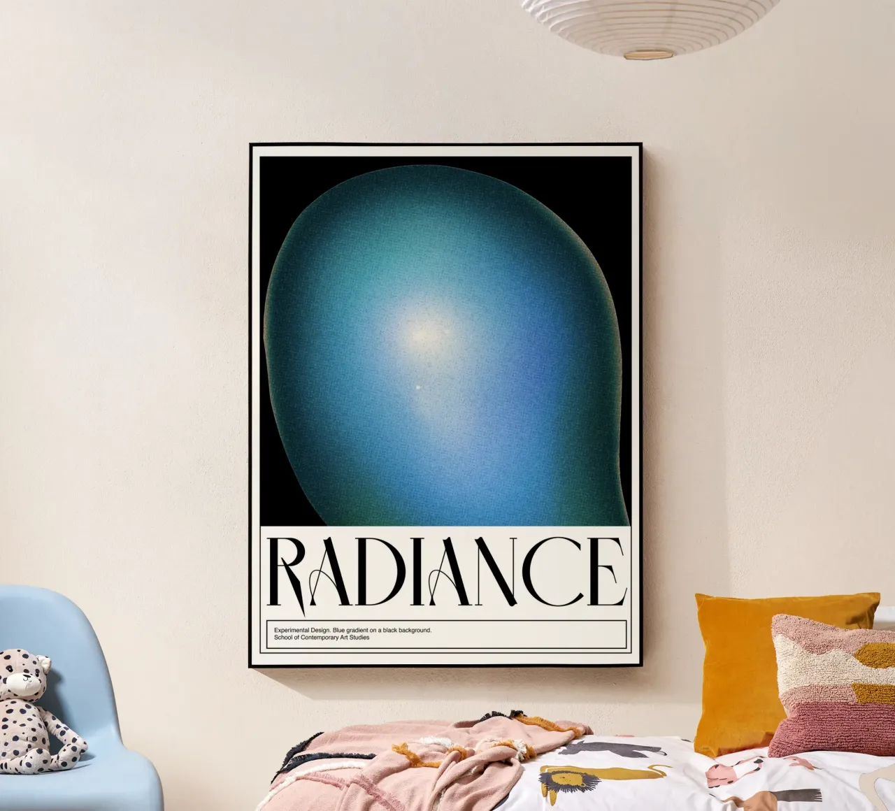 Radiosità, poster di design grafico retrò plexiglass da Peaches Art Prints