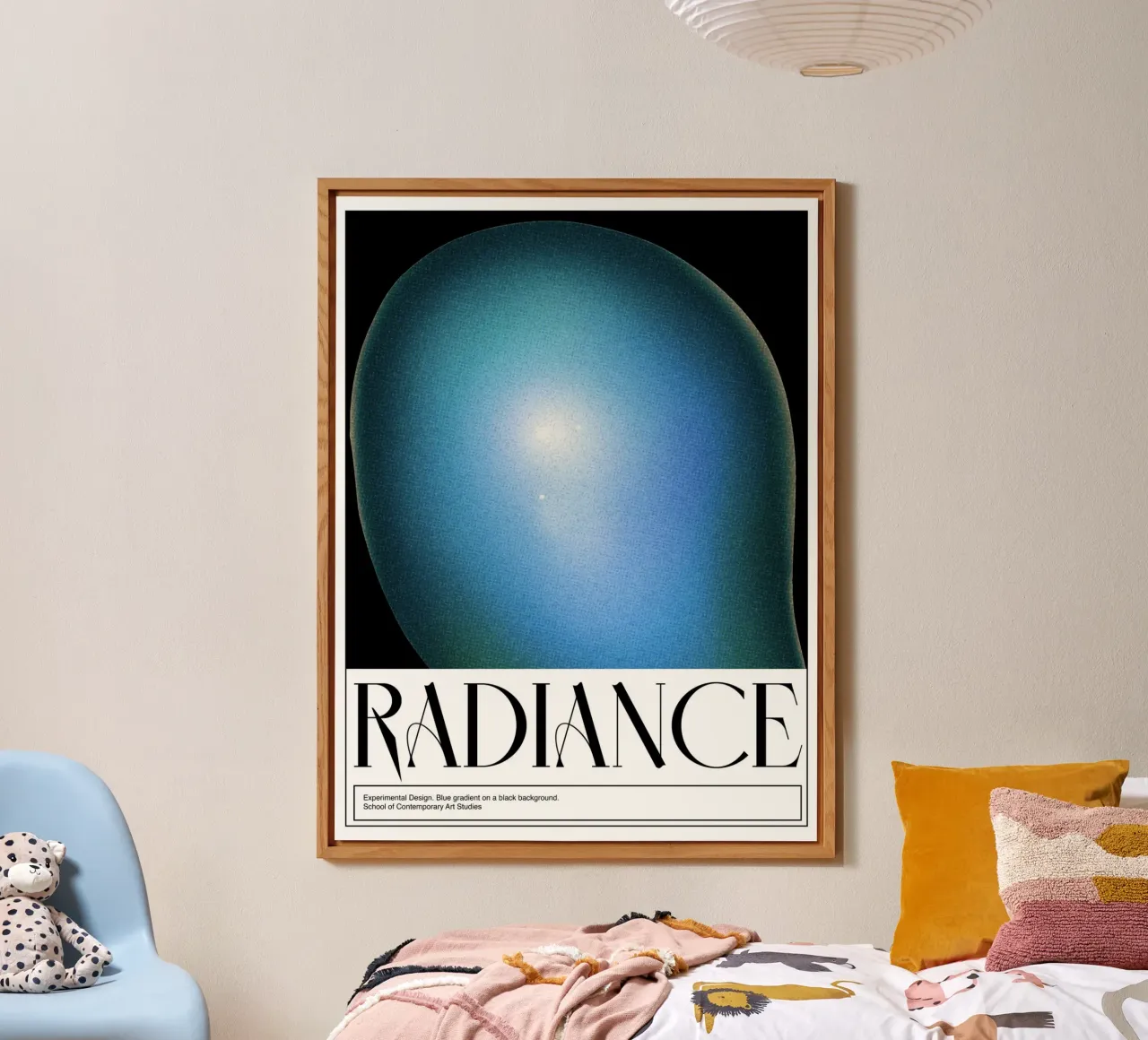 Radiosità, poster di design grafico retrò alluminio dibond da Peaches Art Prints