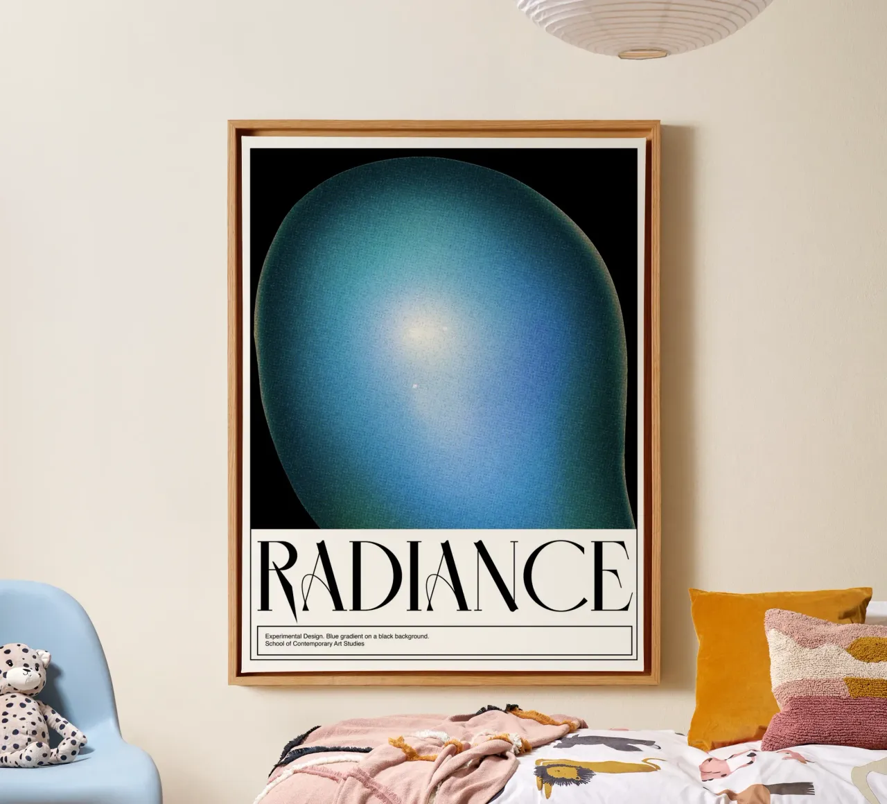 Radiance, Retro Grafisch Ontwerp Poster canvas met Baklijst van Peaches Art Prints