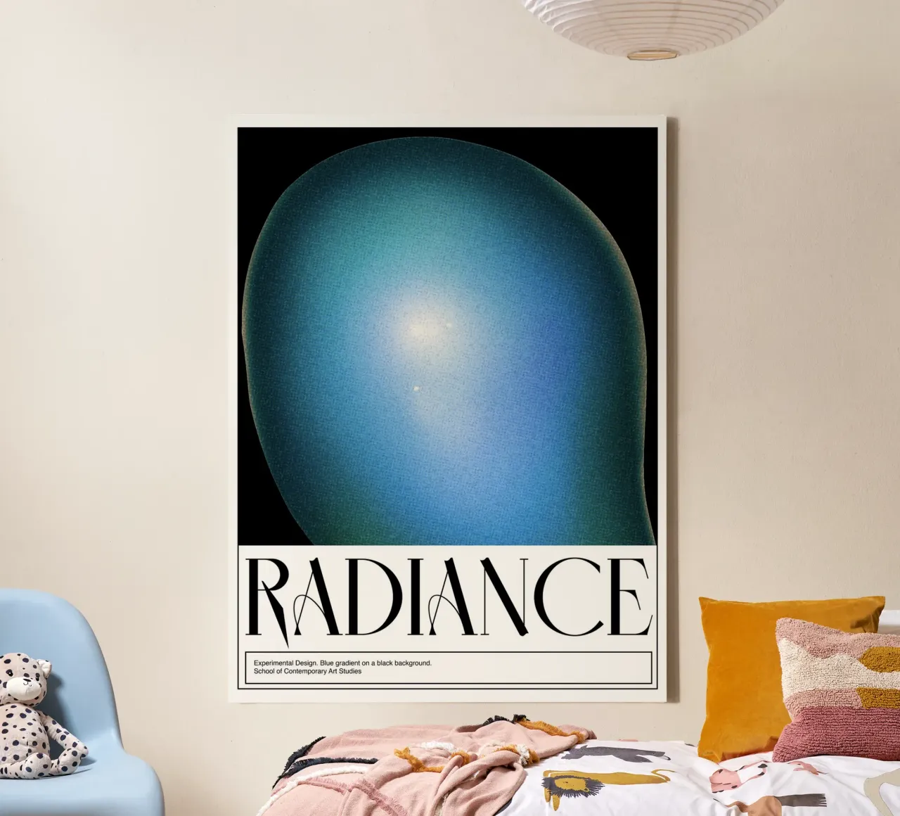 Radiance, Retro Grafisch Ontwerp Poster canvas met Baklijst van Peaches Art Prints