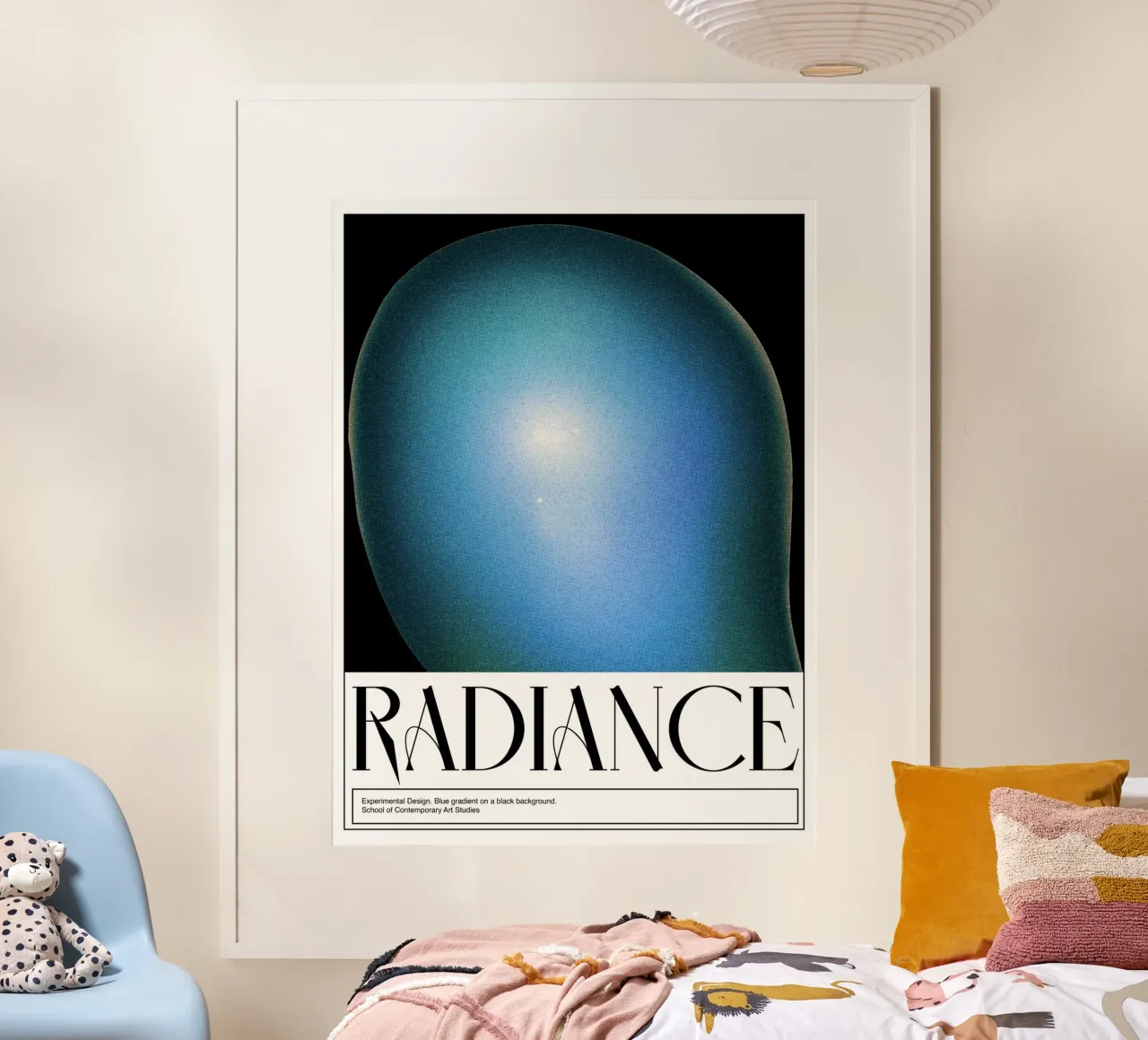 Radiosità, poster di design grafico retrò poster con telaio in alluminio da Peaches Art Prints