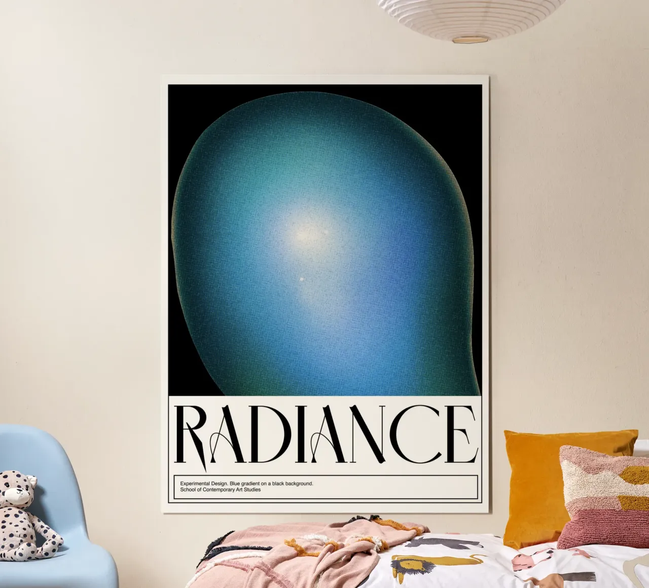 Radiosità, poster di design grafico retrò poster con telaio in alluminio da Peaches Art Prints