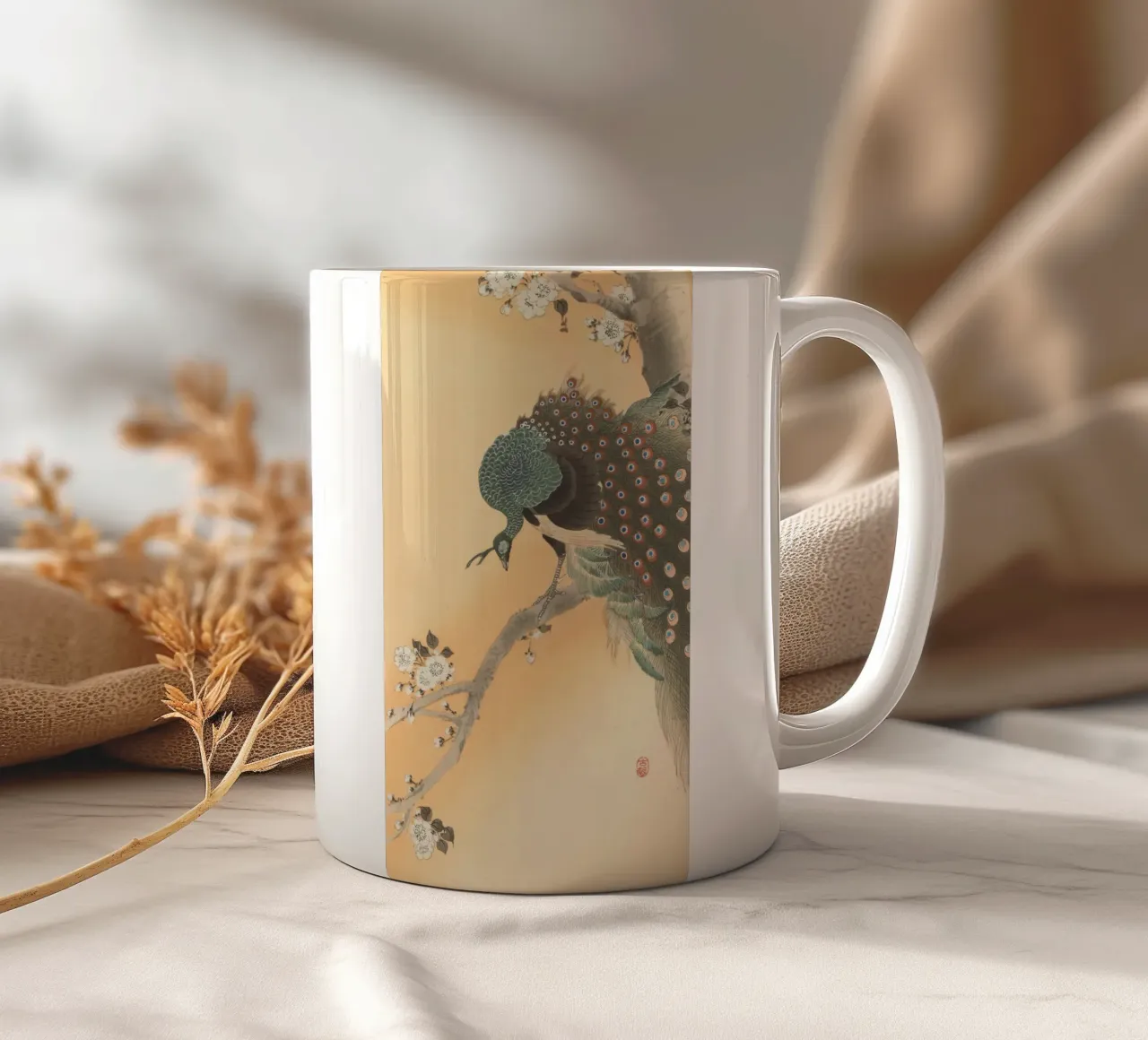Pavone sul ciliegio - Ohara Koson tazza in ceramica da William Store