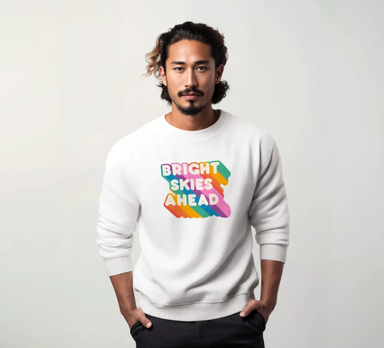 Retro Rainbow "Bright Skies Ahead" Art Print felpa da showmemars