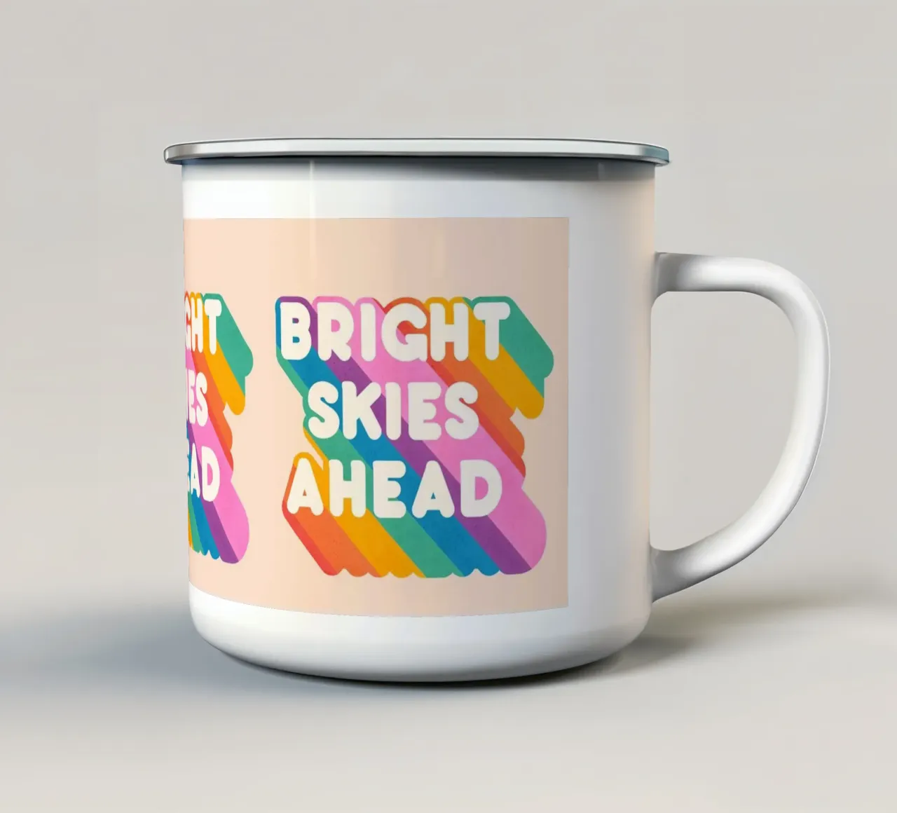 Retro Rainbow "Bright Skies Ahead" Art Print tazza in smalto da showmemars