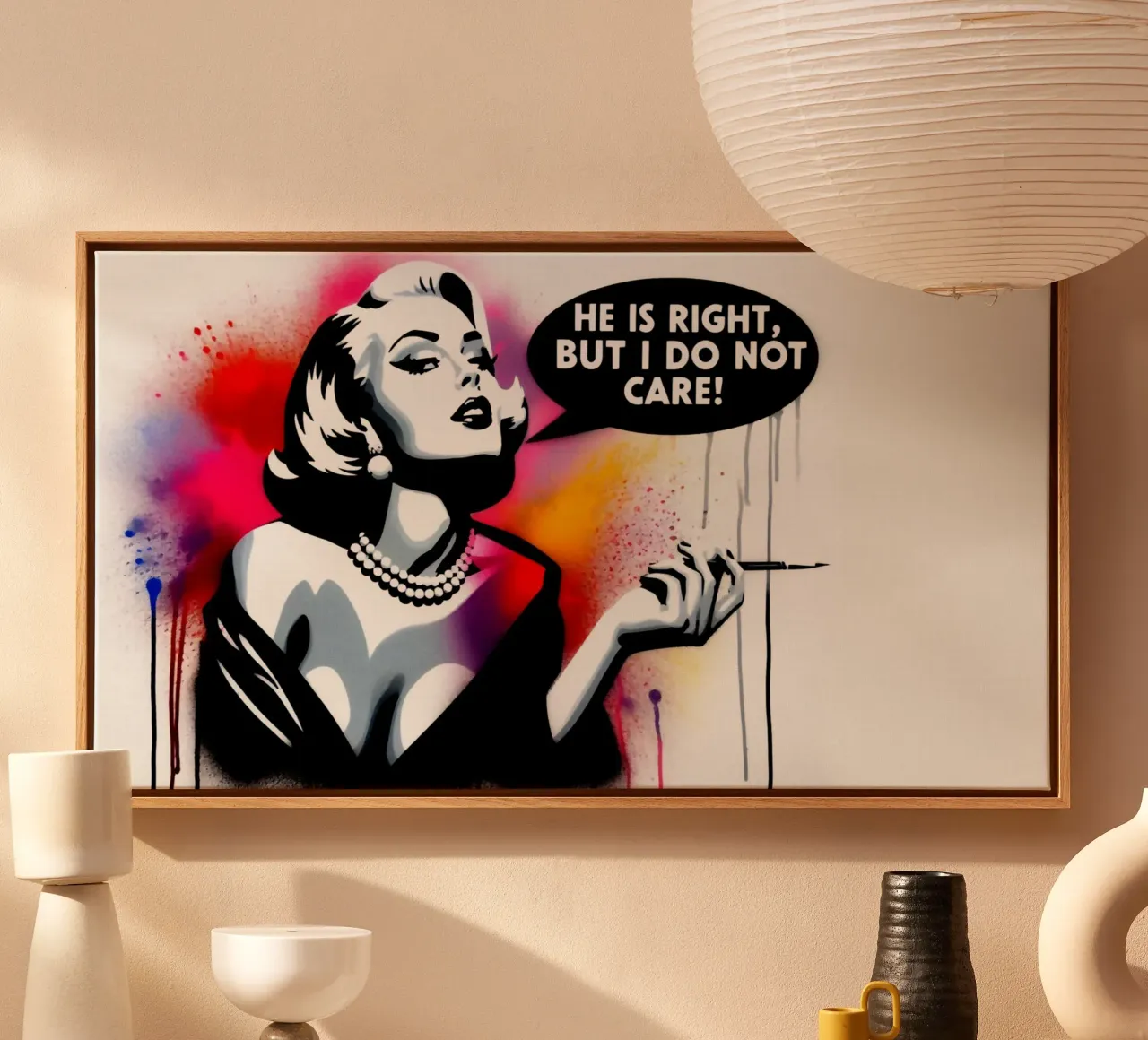 He is right – Stencil, Graffiti & Streetart canvas met Baklijst van STAN Z.