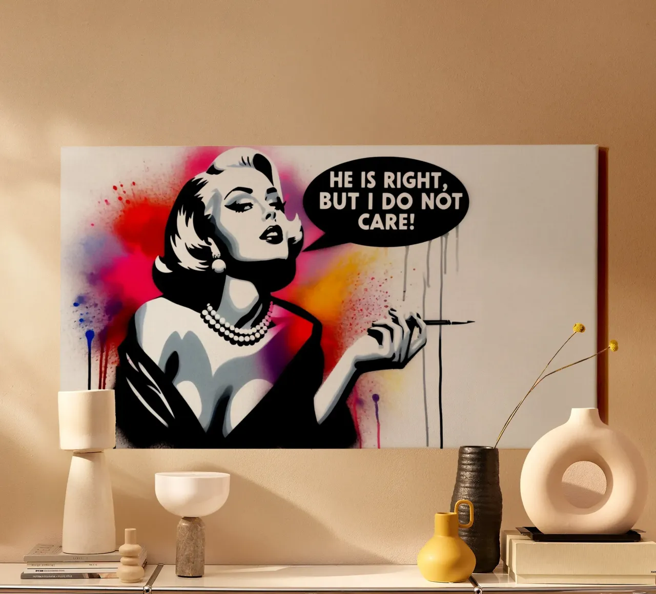 He is right – Stencil, Graffiti & Streetart canvas met Baklijst van STAN Z.