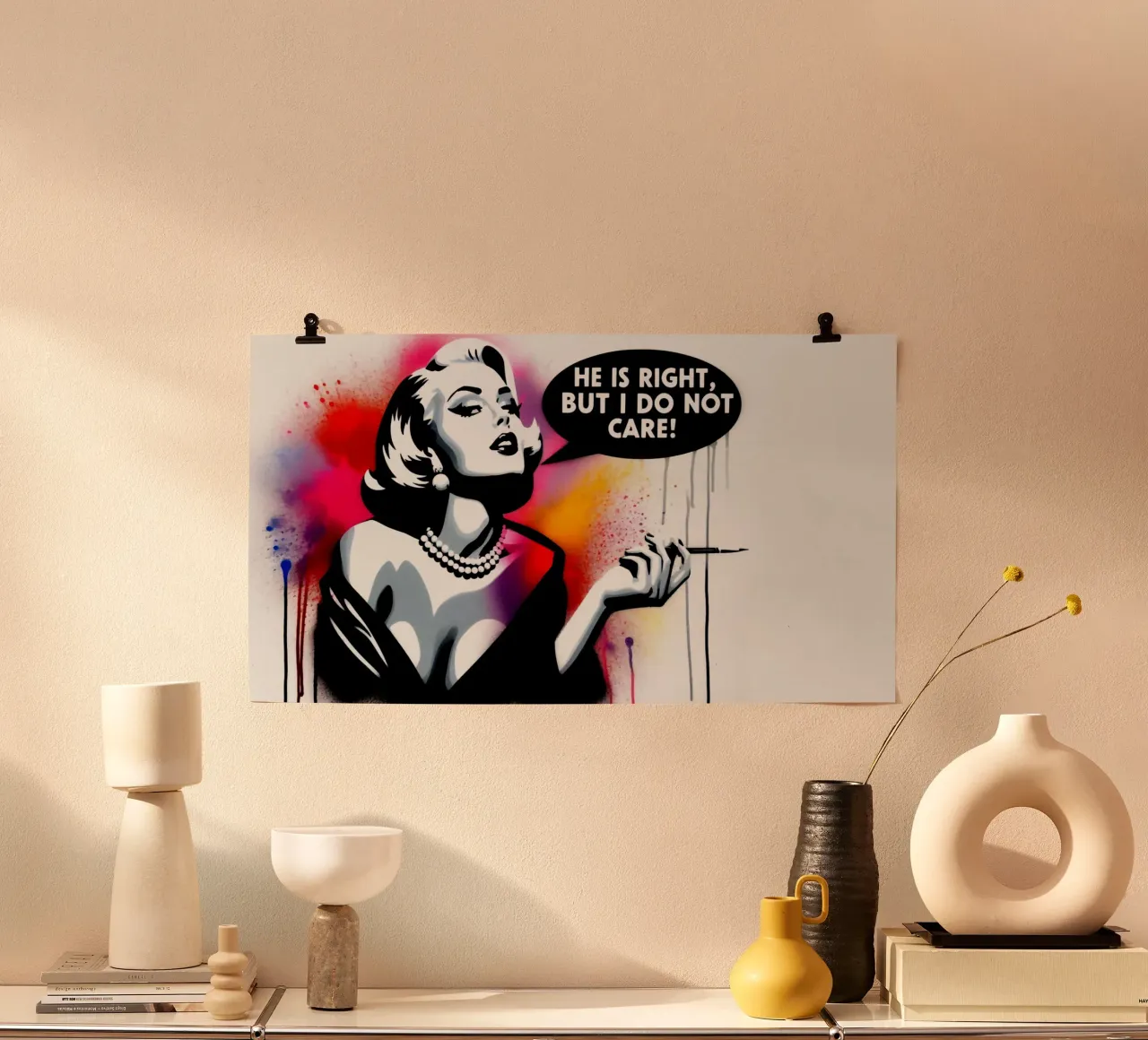 He is right – Stencil, Graffiti & Streetart poster con telaio in plastica da STAN Z.