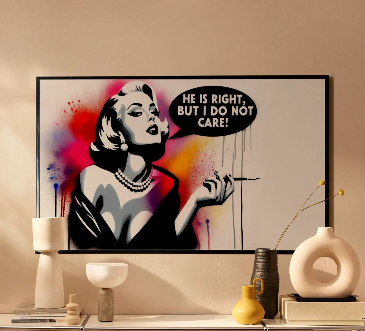 He is right – Stencil, Graffiti & Streetart poster con telaio in plastica da STAN Z.