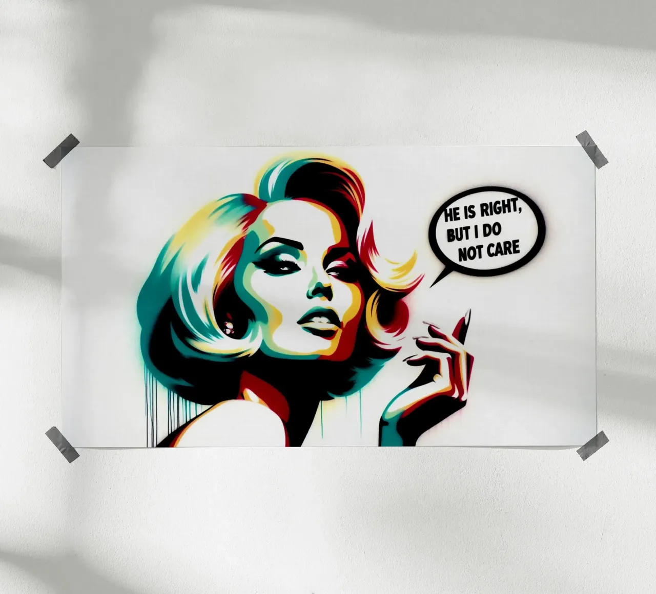 He is right – Stencil, Graffiti & Streetart poster con telaio in alluminio da STAN Z.