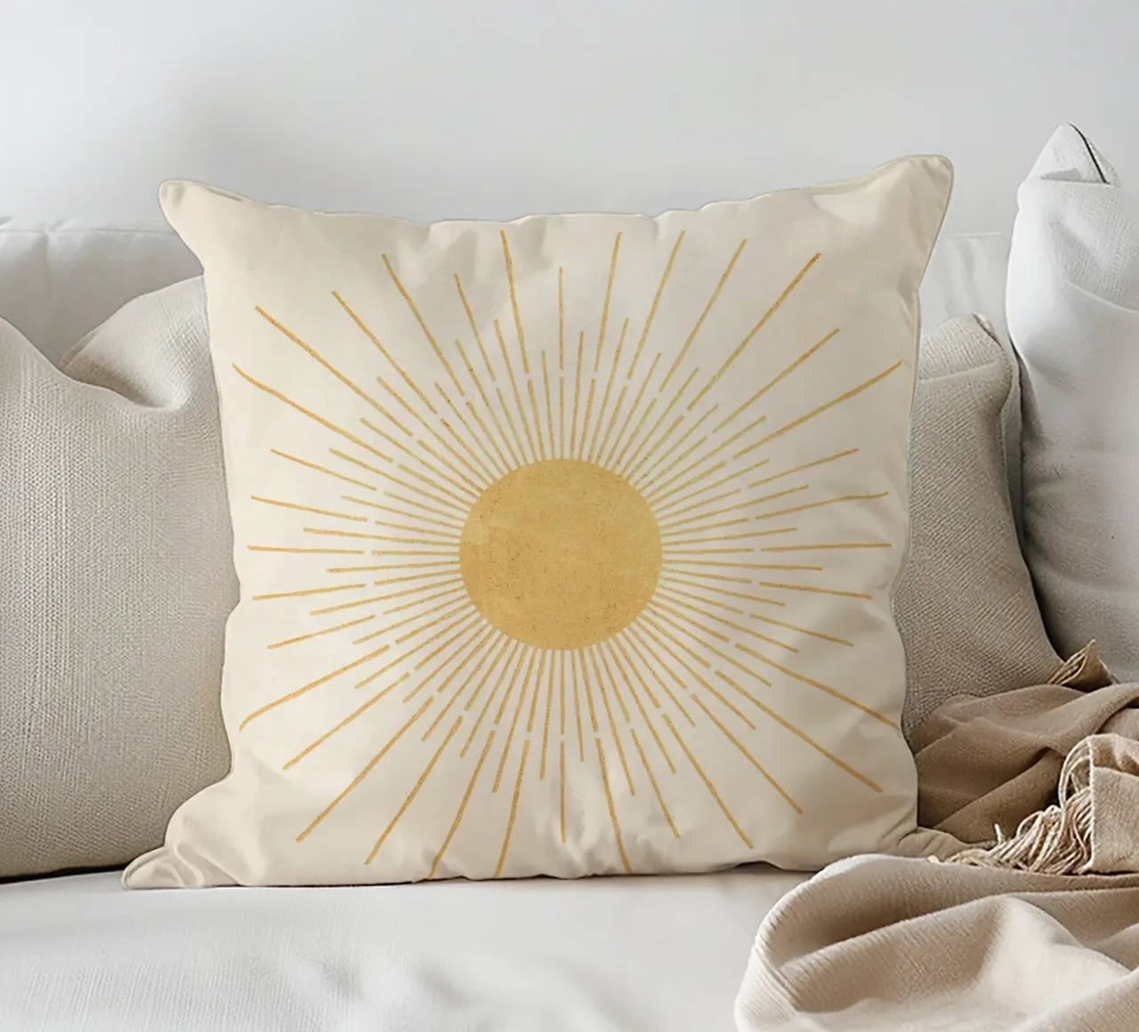 Boho Yellow Sun no. 3 cuscino da apoloprints