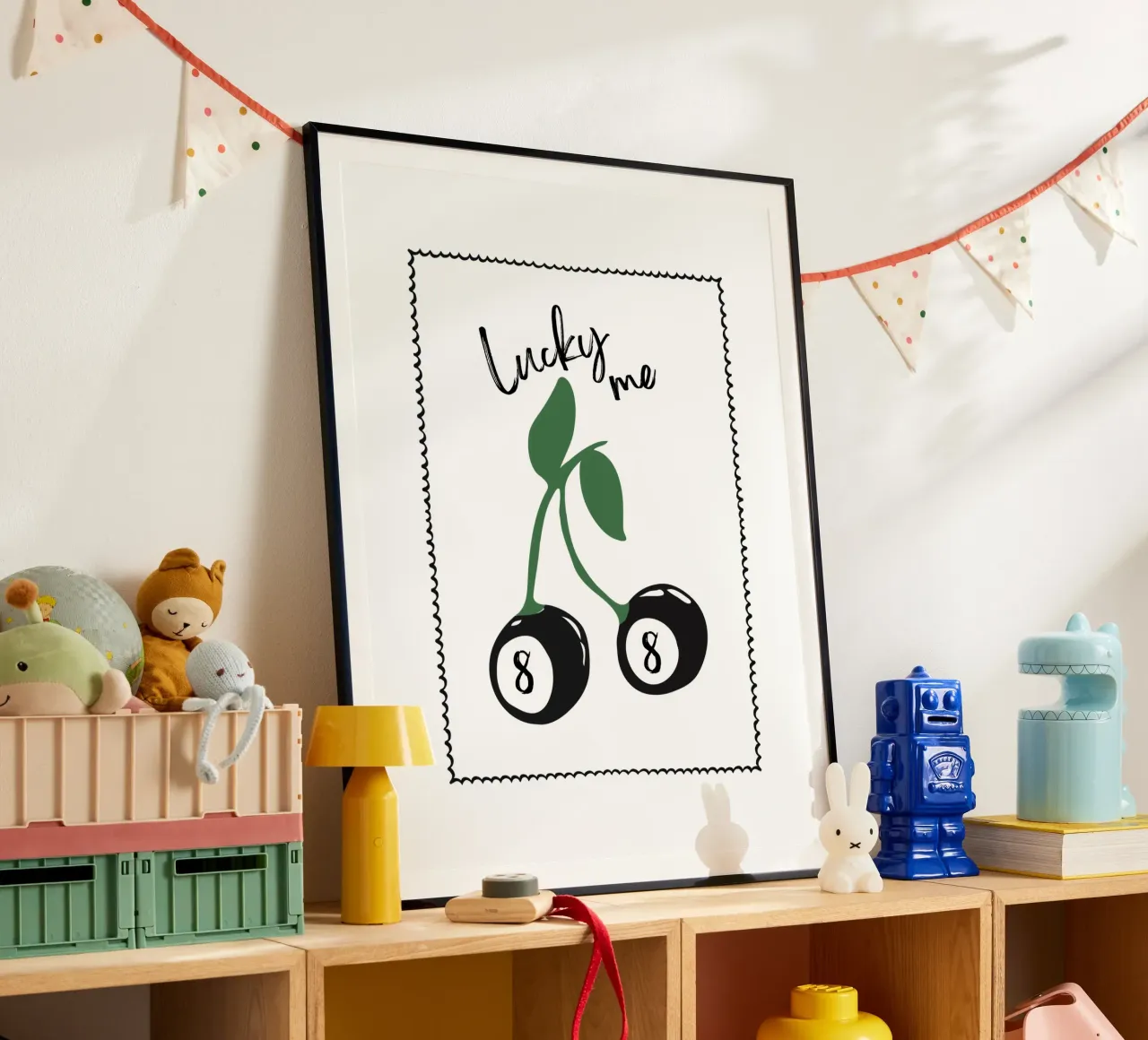 Lucky Me, palla di cibo a 8 ciliegie con stampa trendy e retrò poster da Peaches Art Prints