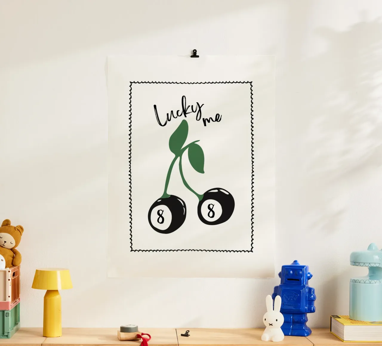 Lucky Me, palla di cibo a 8 ciliegie con stampa trendy e retrò poster da Peaches Art Prints