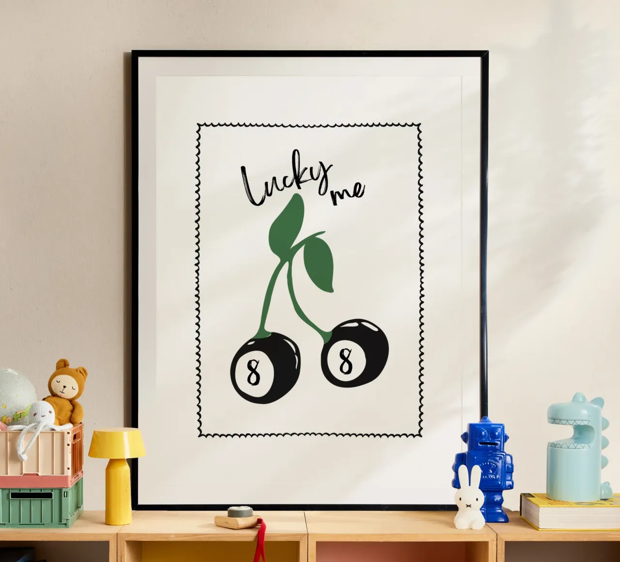 Lucky Me, palla di cibo a 8 ciliegie con stampa trendy e retrò poster da Peaches Art Prints