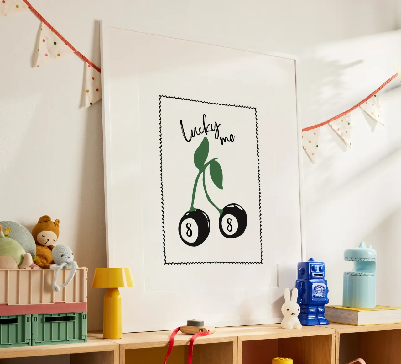 Lucky Me, palla di cibo a 8 ciliegie con stampa trendy e retrò poster da Peaches Art Prints