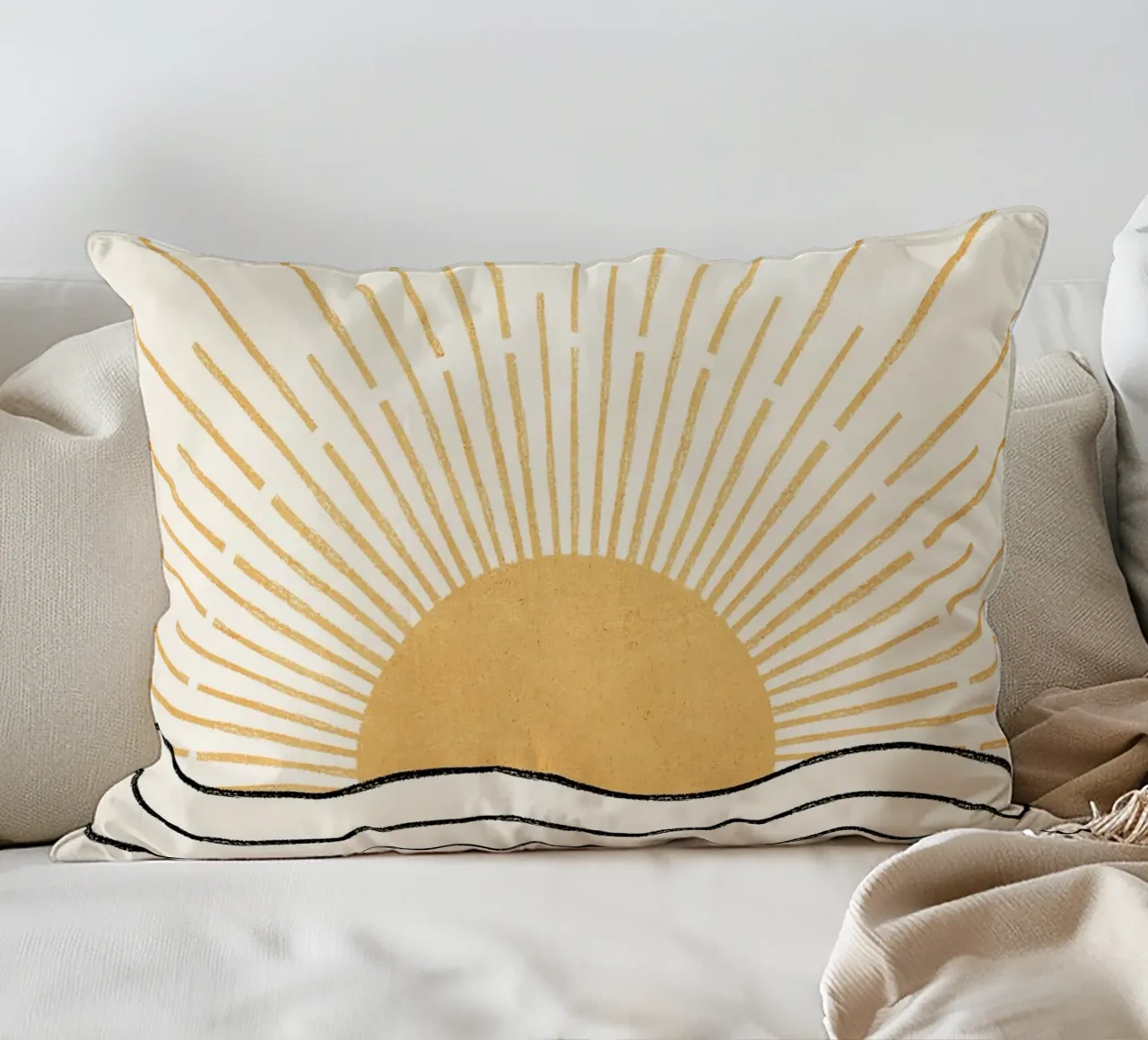 Boho sun and the sea cuscino da apoloprints
