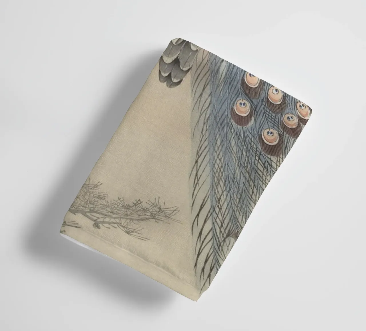 Two peacocks on tree branch - Ohara Koson towel by William Store