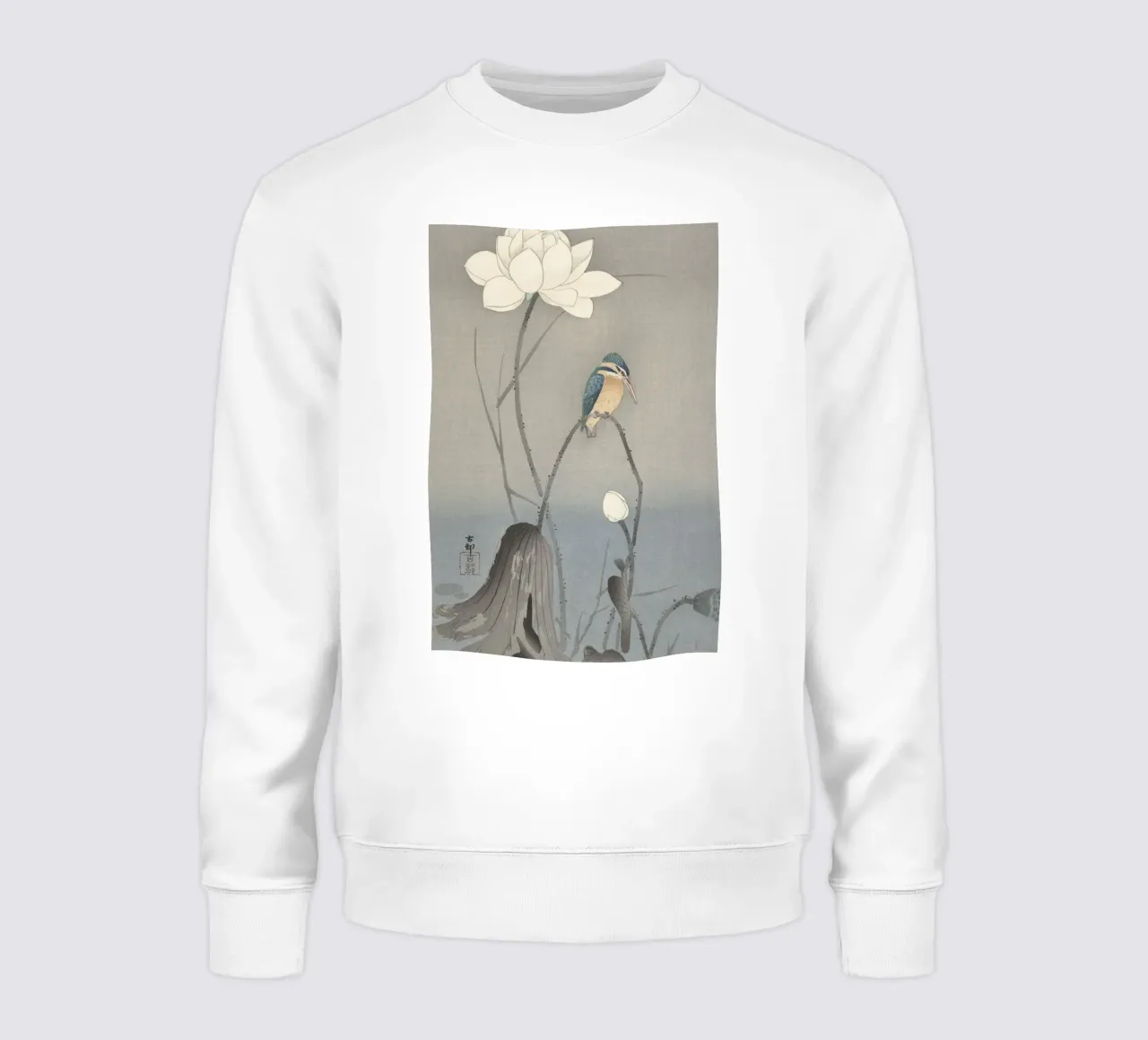 Martin pescatore con fiore di loto - Ohara Koson felpa da William Store